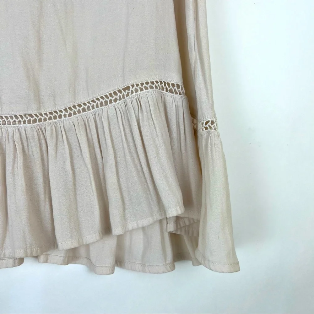 EUC RO&DE short sleeve tunic blouse in ivory cream ruffled neck peplum h… - Picture 4 of 11